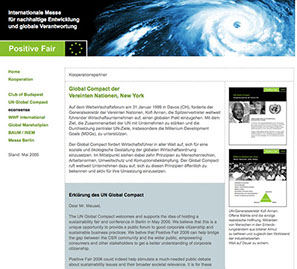 Internationale Messe für Nachhaltigkeit und globale Verantwortung in Berlin - in Zusammenarbeit mit Global Compact der Vereinetn Nationen